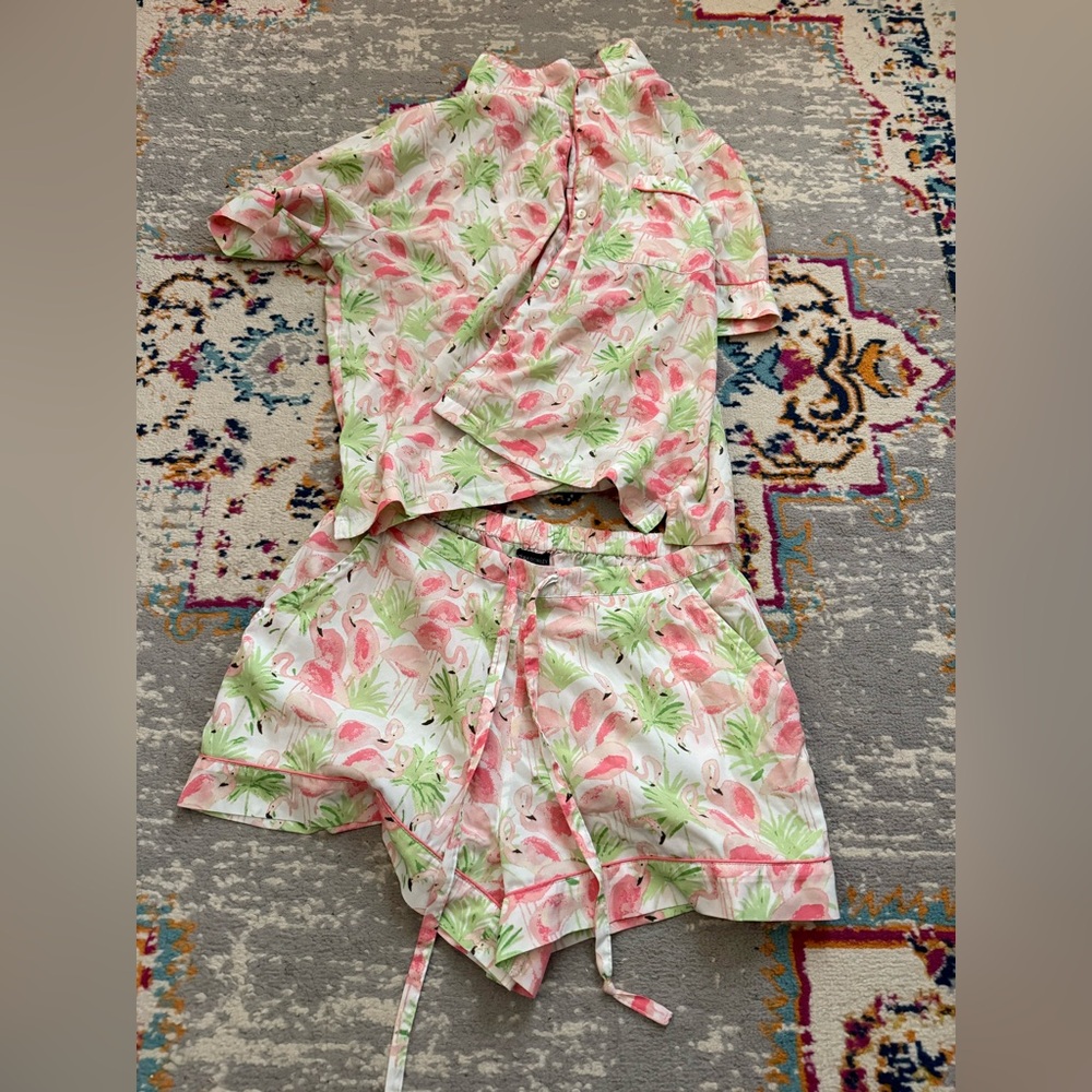 Cynthia Rowley Pink and Green Floral Pajama Set
